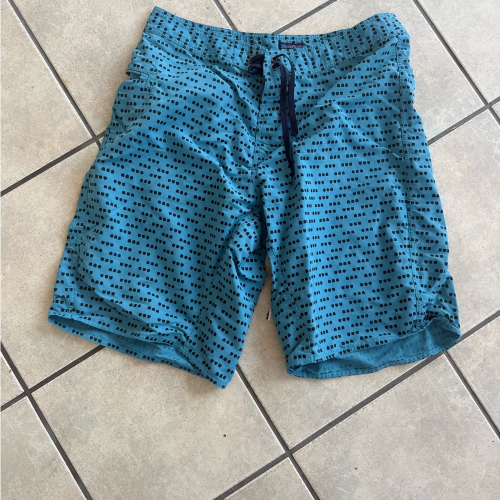 Patagonia Teal and Black Swim Board Shorts